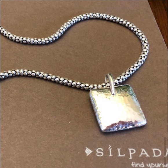 Silpada S1118 Square Pillow Sterling Silver Pendant Popcorn Necklace N1106 - Picture 12 of 15